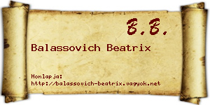 Balassovich Beatrix névjegykártya