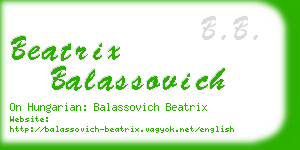 beatrix balassovich business card